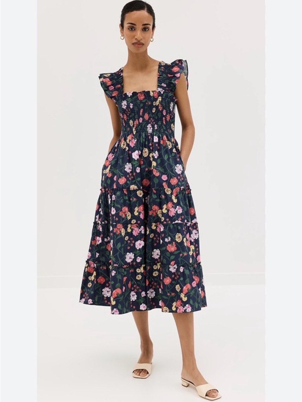 Hill House | Ellie Nap Dress, Navy Peony Bouquet Cotton Sateen